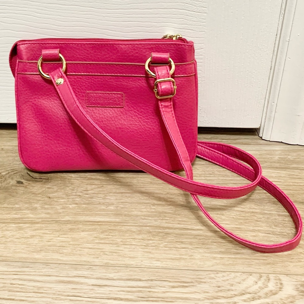 Relic Pink Faux Pebbled Leather Mini Crossbody Bag